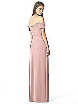 Rear View Thumbnail - Rose - PANTONE Rose Quartz Off-the-Shoulder Ruched Chiffon Maxi Dress - Alessia