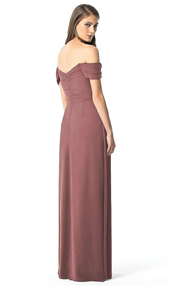 Back View - Rosewood Off-the-Shoulder Ruched Chiffon Maxi Dress - Alessia