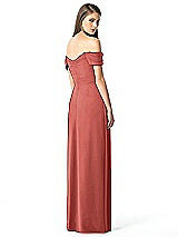 Rear View Thumbnail - Coral Pink Off-the-Shoulder Ruched Chiffon Maxi Dress - Alessia