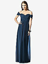 Front View Thumbnail - Sofia Blue Off-the-Shoulder Ruched Chiffon Maxi Dress - Alessia