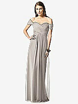 Front View Thumbnail - Taupe Off-the-Shoulder Ruched Chiffon Maxi Dress - Alessia