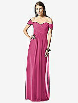Front View Thumbnail - Tea Rose Off-the-Shoulder Ruched Chiffon Maxi Dress - Alessia