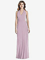 Front View Thumbnail - Suede Rose V-Neck Halter Chiffon Maxi Dress - Taryn