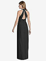 Rear View Thumbnail - Black V-Neck Halter Chiffon Maxi Dress - Taryn
