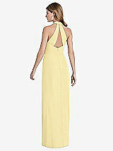 Rear View Thumbnail - Pale Yellow V-Neck Halter Chiffon Maxi Dress - Taryn