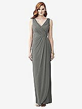 Front View Thumbnail - Charcoal Gray Sleeveless Draped Faux Wrap Maxi Dress - Dahlia