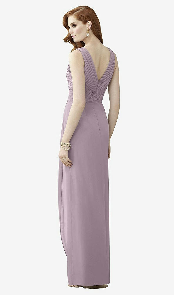 Back View - Lilac Dusk Sleeveless Draped Faux Wrap Maxi Dress - Dahlia