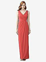 Front View Thumbnail - Perfect Coral Sleeveless Draped Faux Wrap Maxi Dress - Dahlia
