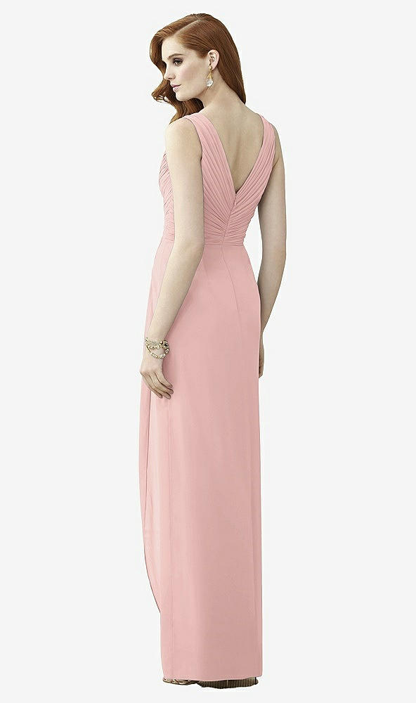 Back View - Rose - PANTONE Rose Quartz Sleeveless Draped Faux Wrap Maxi Dress - Dahlia