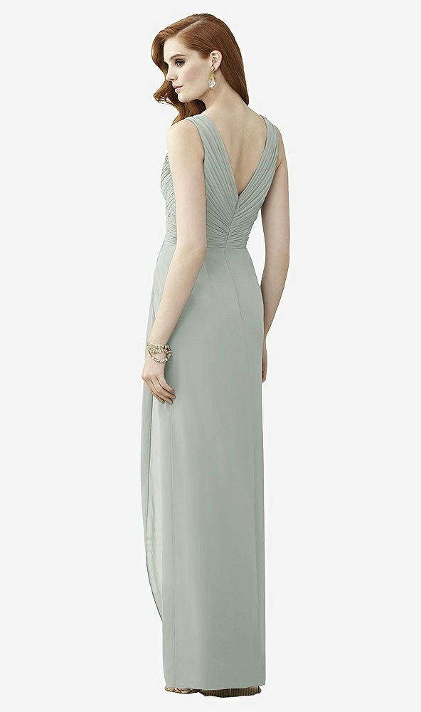 Back View - Willow Green Sleeveless Draped Faux Wrap Maxi Dress - Dahlia