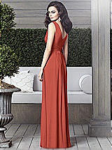 Rear View Thumbnail - Amber Sunset Draped V-Neck Shirred Chiffon Maxi Dress - Ari