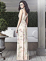 Rear View Thumbnail - Blush Garden Draped V-Neck Shirred Chiffon Maxi Dress - Ari