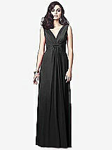 Front View Thumbnail - Black Draped V-Neck Shirred Chiffon Maxi Dress - Ari