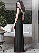 Rear View Thumbnail - Black Draped V-Neck Shirred Chiffon Maxi Dress - Ari