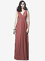 Front View Thumbnail - English Rose Draped V-Neck Shirred Chiffon Maxi Dress - Ari