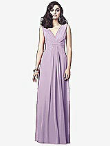 Front View Thumbnail - Pale Purple Draped V-Neck Shirred Chiffon Maxi Dress - Ari