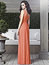 Rear View Thumbnail - Terracotta Copper Draped V-Neck Shirred Chiffon Maxi Dress - Ari