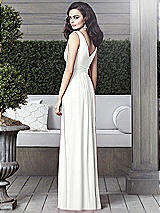 Rear View Thumbnail - White Draped V-Neck Shirred Chiffon Maxi Dress - Ari