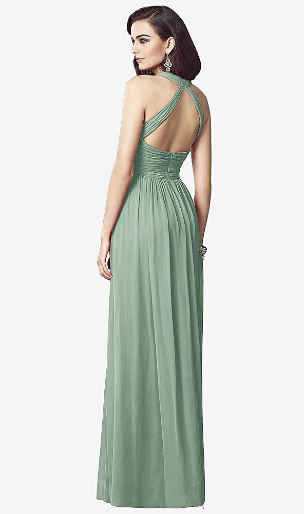 Back View - Seagrass Ruched Halter Open-Back Maxi Dress - Jada