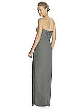 Rear View Thumbnail - Charcoal Gray Strapless Draped Chiffon Maxi Dress - Lila