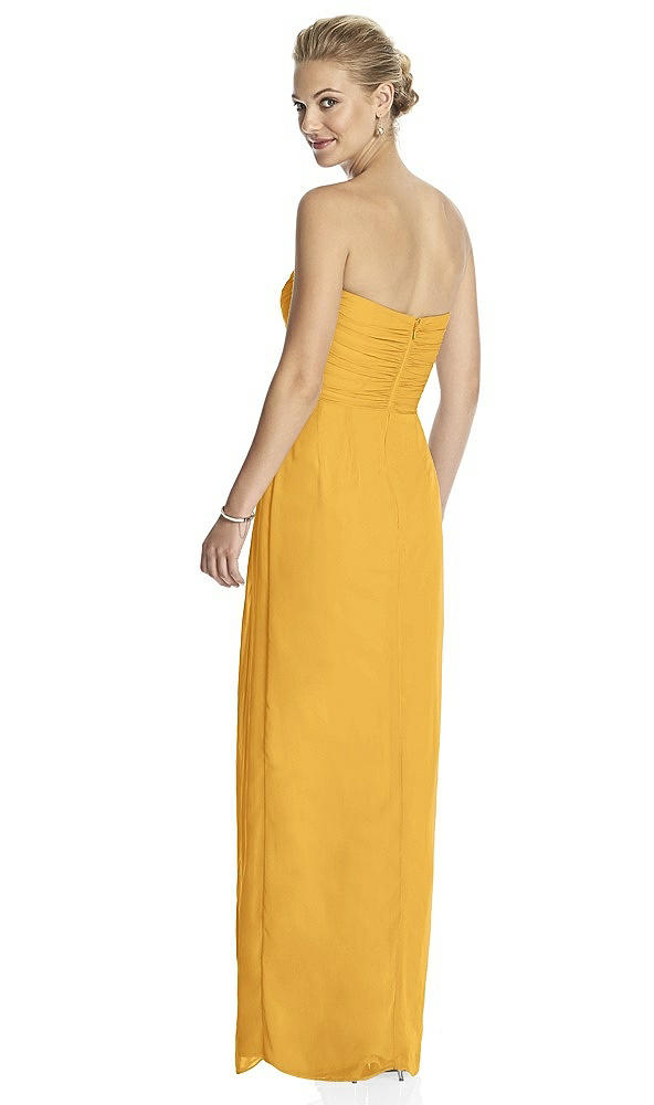 Back View - NYC Yellow Strapless Draped Chiffon Maxi Dress - Lila