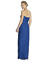Rear View Thumbnail - Classic Blue Strapless Draped Chiffon Maxi Dress - Lila
