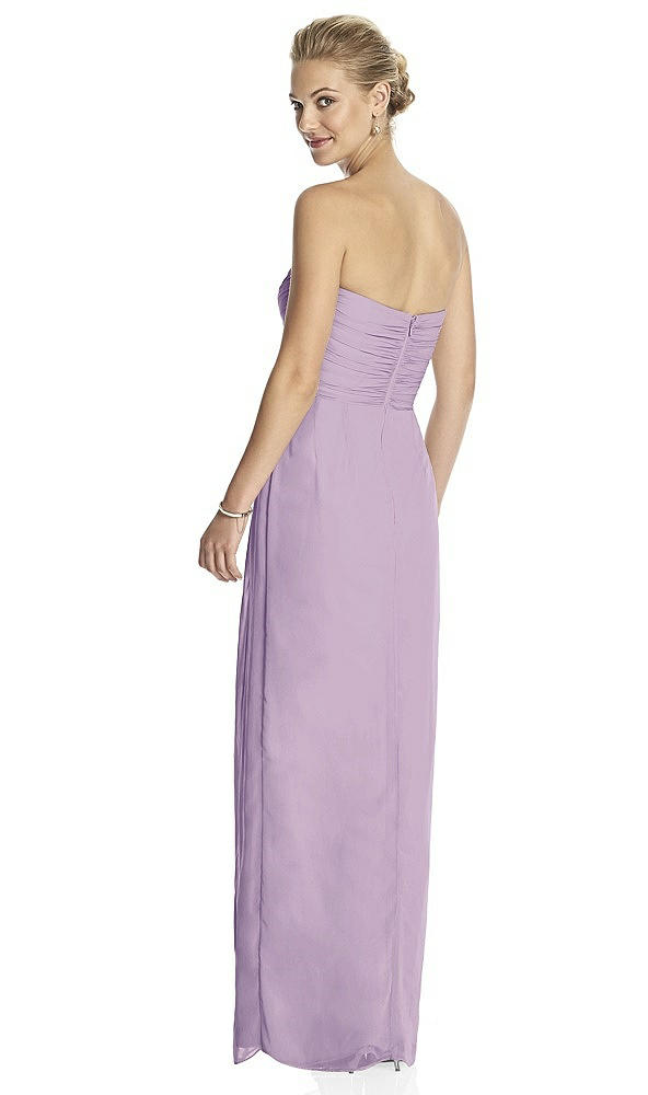 Back View - Pale Purple Strapless Draped Chiffon Maxi Dress - Lila