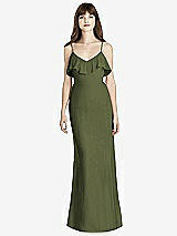 Front View Thumbnail - Olive Green Ruffle-Trimmed Backless Maxi Dress - Britt