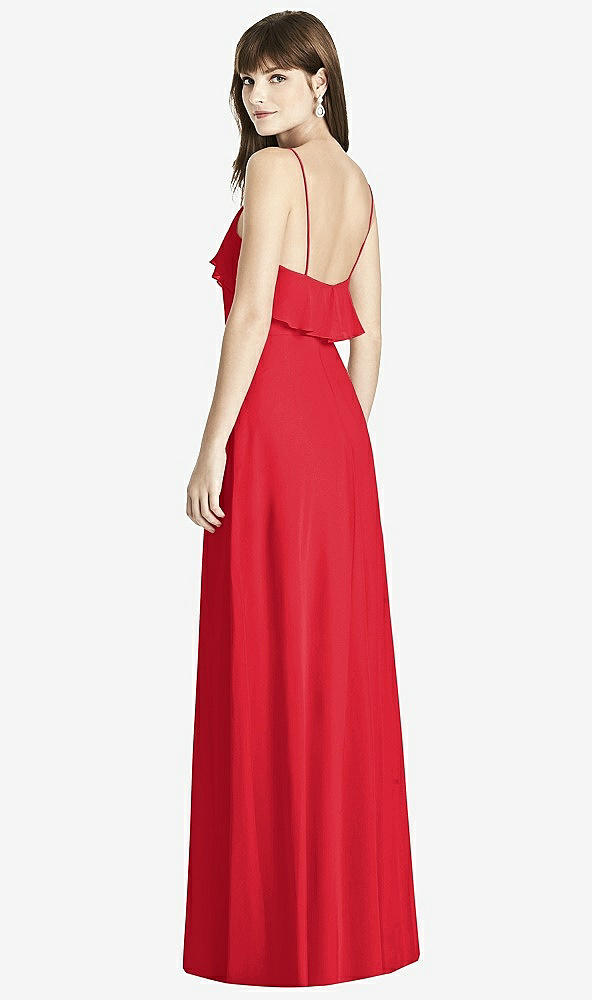 Back View - Parisian Red Ruffle-Trimmed Backless Maxi Dress - Britt