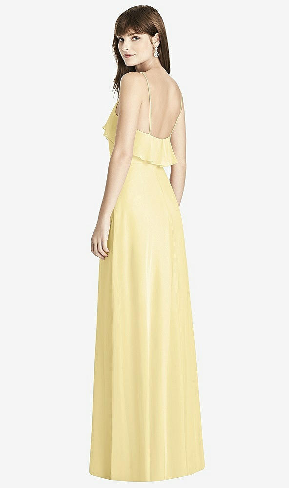 Back View - Pale Yellow Ruffle-Trimmed Backless Maxi Dress - Britt