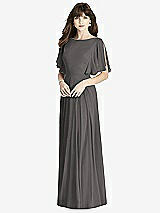 Front View Thumbnail - Caviar Gray Split Sleeve Backless Maxi Dress - Lila