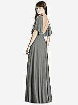 Rear View Thumbnail - Charcoal Gray Split Sleeve Backless Maxi Dress - Lila