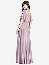 Rear View Thumbnail - Suede Rose Split Sleeve Backless Maxi Dress - Lila