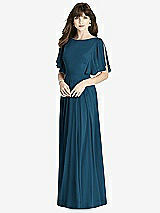 Front View Thumbnail - Atlantic Blue Split Sleeve Backless Maxi Dress - Lila