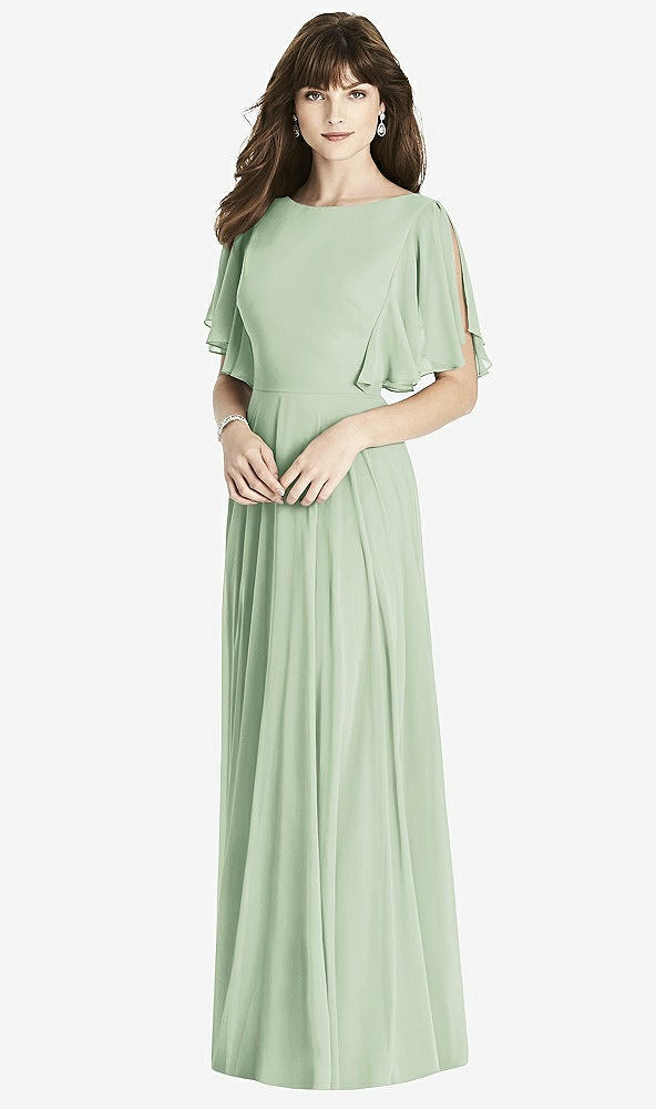 Front View - Celadon Split Sleeve Backless Maxi Dress - Lila