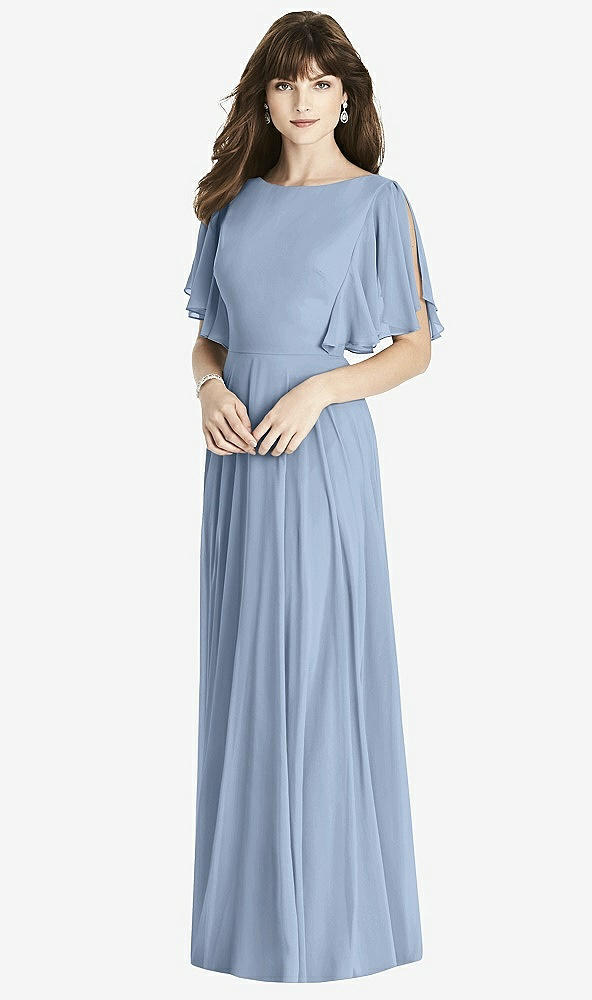 Front View - Cloudy Split Sleeve Backless Maxi Dress - Lila