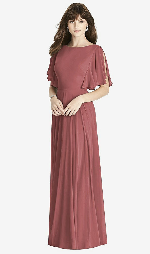 Front View - English Rose Split Sleeve Backless Maxi Dress - Lila