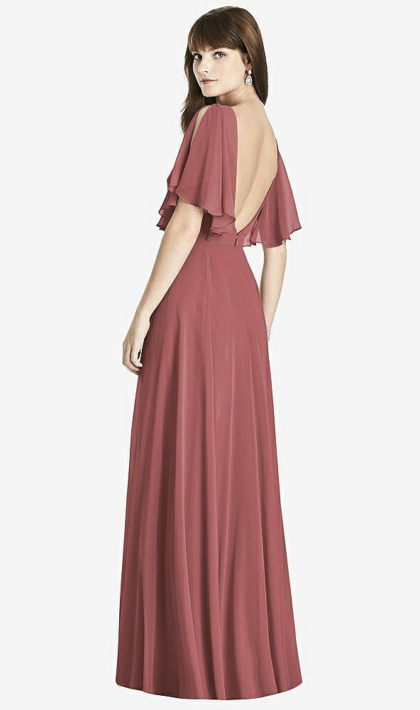Back View - English Rose Split Sleeve Backless Maxi Dress - Lila