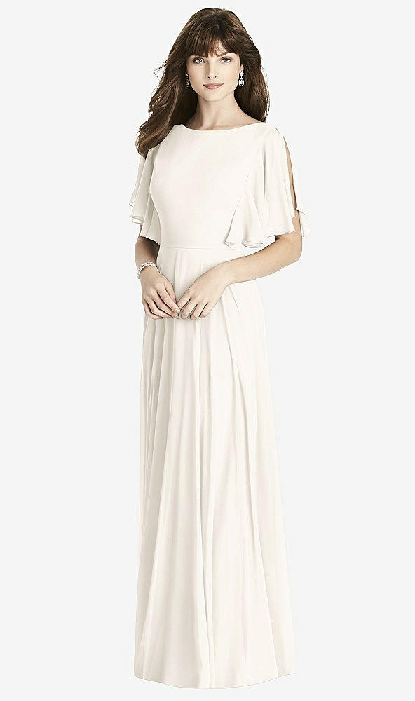 Front View - Ivory Split Sleeve Backless Maxi Dress - Lila
