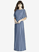 Front View Thumbnail - Larkspur Blue Split Sleeve Backless Maxi Dress - Lila