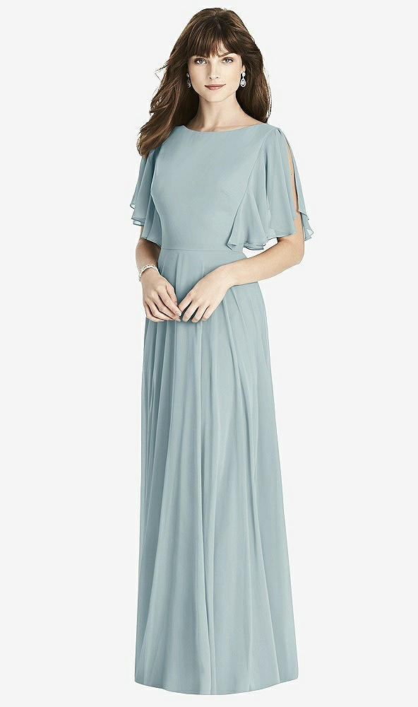 Front View - Morning Sky Split Sleeve Backless Maxi Dress - Lila
