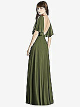 Rear View Thumbnail - Olive Green Split Sleeve Backless Maxi Dress - Lila