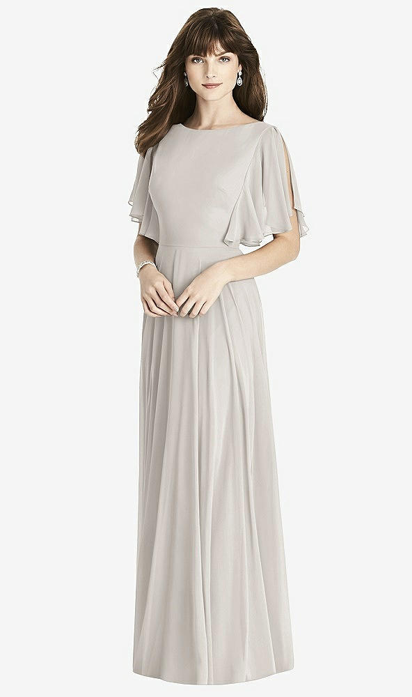 Front View - Oyster Split Sleeve Backless Maxi Dress - Lila