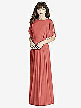 Front View Thumbnail - Coral Pink Split Sleeve Backless Maxi Dress - Lila