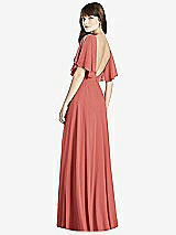 Rear View Thumbnail - Coral Pink Split Sleeve Backless Maxi Dress - Lila