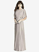 Front View Thumbnail - Taupe Split Sleeve Backless Maxi Dress - Lila