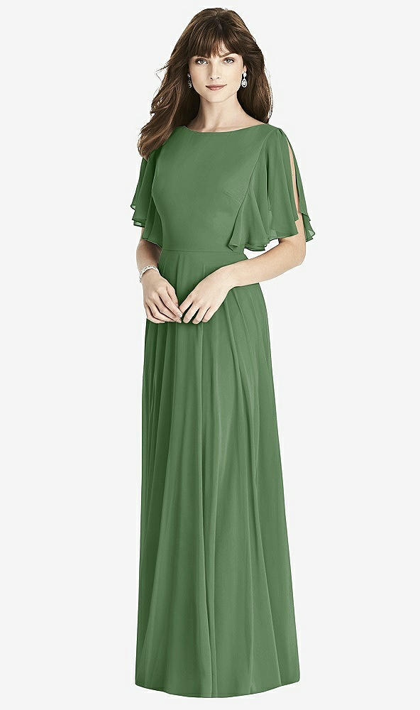 Front View - Vineyard Green Split Sleeve Backless Maxi Dress - Lila
