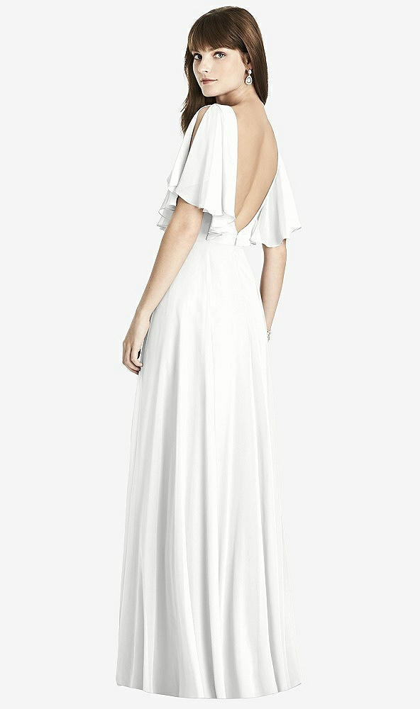 Back View - White Split Sleeve Backless Maxi Dress - Lila