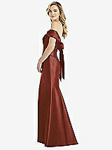 Front View Thumbnail - Auburn Moon Off-the-Shoulder Bow-Back Satin Trumpet Gown