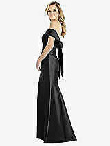 Front View Thumbnail - Black Off-the-Shoulder Bow-Back Satin Trumpet Gown